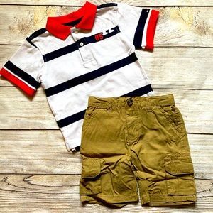 Tommy Hilfiger Polo Shirt and Cargo Shorts 2 Piece Outfit NWT Boys Size 24 mo